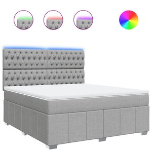 vidaXL Sommier à lattes de lit avec matelas Gris clair 180x200cm Tissu