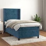 vidaXL Sommier à lattes de lit avec matelas Bleu foncé 100x200 cm