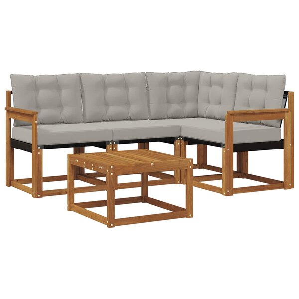 vidaXL Ensemble de canapés d'extérieur 5 pc Gris Naturel et Clair