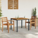 vidaXL Tables de jardin Naturel et noir 90 x 90 x 75 cm