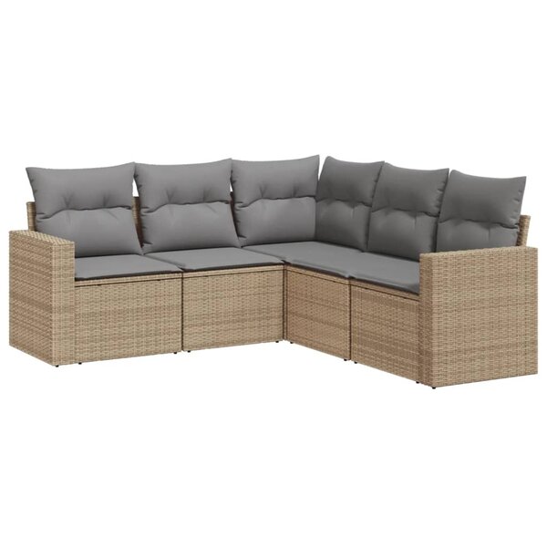 vidaXL Salon de jardin avec coussins 5 Pièces beige résine tressée