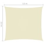 vidaXL Voile de parasol tissu oxford rectangulaire 2 5x3 5 m crème