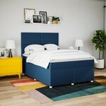 vidaXL Sommier à lattes de lit avec matelas Bleu 140x200 cm Tissu