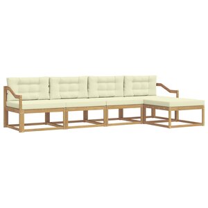 vidaXL Ensemble de canapés d'extérieur 4 Pièces Blanc et crème Polyester