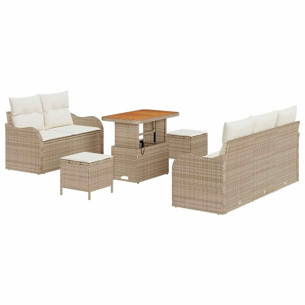 vidaXL Ensemble de canapé de jardin 8 Pièces Beige  Crème 90 x 55 x 71 cm