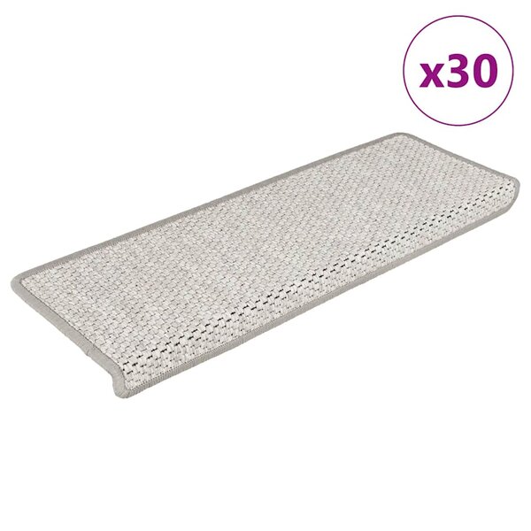 vidaXL Tapis d'escalier autocollants 30 Pièces 65x21x4 cm platine