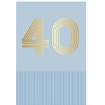 Carte D'anniversaire 40 Ans En Or - Bleu Clair - A Message - Pour Homme Et Femme - 11 5 X 17 Cm - Draeger paris