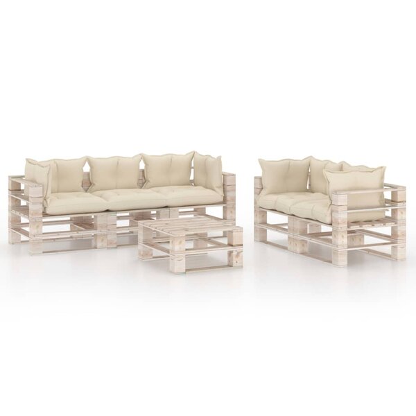 vidaXL Salon palette de jardin 6 Pièces avec coussins bois de pin