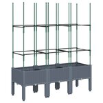 vidaXL Jardinière avec treillis gris 120x40x142 5 cm PP