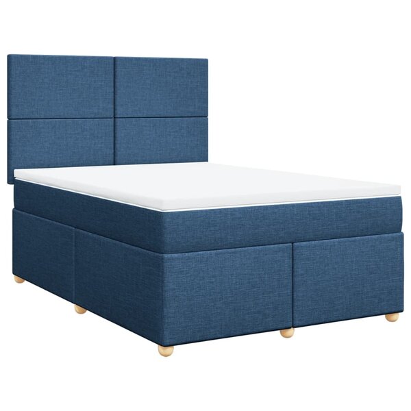 vidaXL Sommier à lattes de lit avec matelas Bleu 140x200 cm Tissu