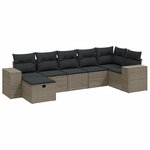 vidaXL Salon de jardin avec coussins 7 Pièces gris clair résine tressée