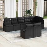 vidaXL Ensemble de canapé de jardin 8 Pièces Noir Poly rotin