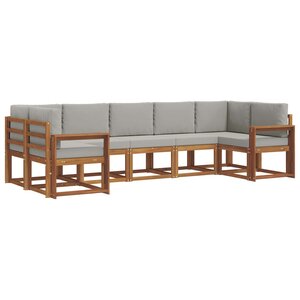 vidaXL Ensemble de canapés d'extérieur 7 pc Naturel et gris clair