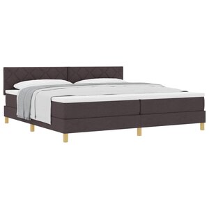 vidaXL Lit à ressorts avec coussin Marron foncé 200 x 200 cm tissu
