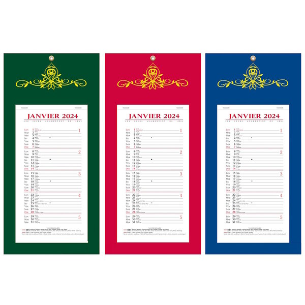 Calendrier Bloc Mensuel Mural 2024 - 16x33.5cm Skytos - Couleur aléatoire*