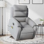 vidaXL Fauteuil inclinable de massage électrique Gris clair Tissu