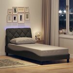 vidaXL Cadre de lit avec LED sans matelas gris foncé 90x190 cm tissu