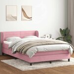 vidaXL Sommier à lattes de lit avec matelas rose 160x220 cm velours