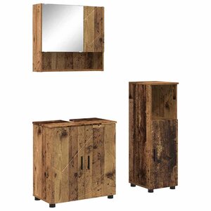 vidaXL Ensemble de mobilier de salle de bain 3 Pièces Bois ancien