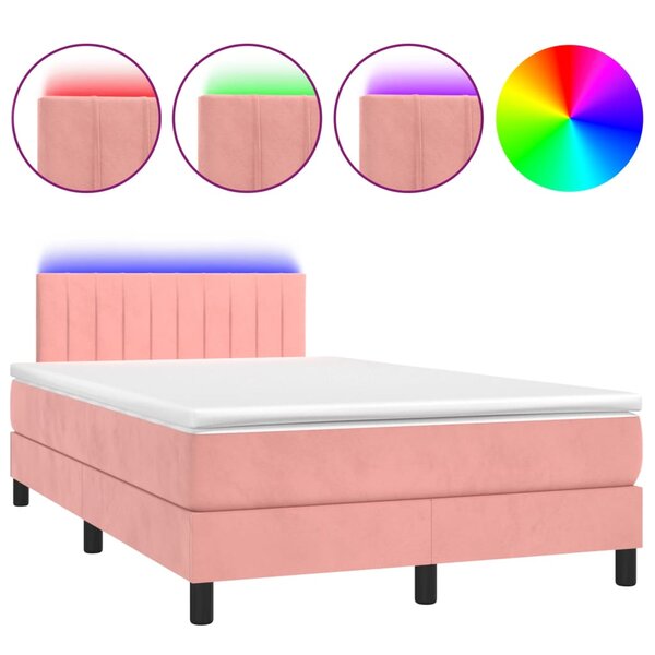 vidaXL Sommier à lattes de lit avec matelas et LED Rose 120x200cm