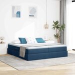 vidaXL Lit avec rangement et matelas Bleu 200 x 200 cm Polyester