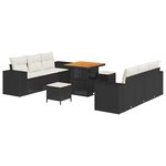 vidaXL Ensemble de canapé de jardin 9 Pièces Noir Poly rotin