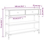 vidaXL Table console chêne fumé 100x25x75 cm bois d'ingénierie