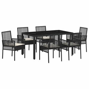 vidaXL Ensemble de salle à manger pour jardin 7 Pièces Noir Poly rotin