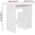 vidaXL Bureau Blanc 80 x 45 x 74 cm Aggloméré