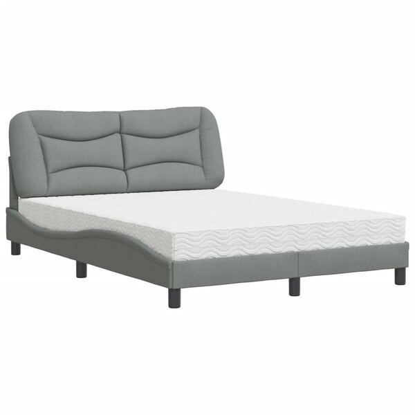 vidaXL Lit avec matelas gris clair 120x200 cm tissu