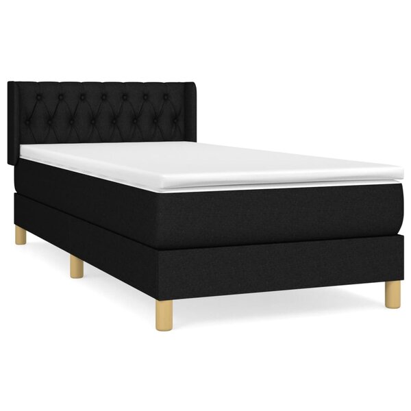 vidaXL Sommier à lattes de lit avec matelas Noir 90x190 cm Tissu