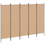 vidaXL Paravent 5 panneaux Beige 250 x 180 cm Tissu