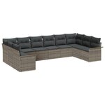 vidaXL Ensemble de Canapé de Jardin de 10 Pièces avec Coussins en Poly Rotin Gris