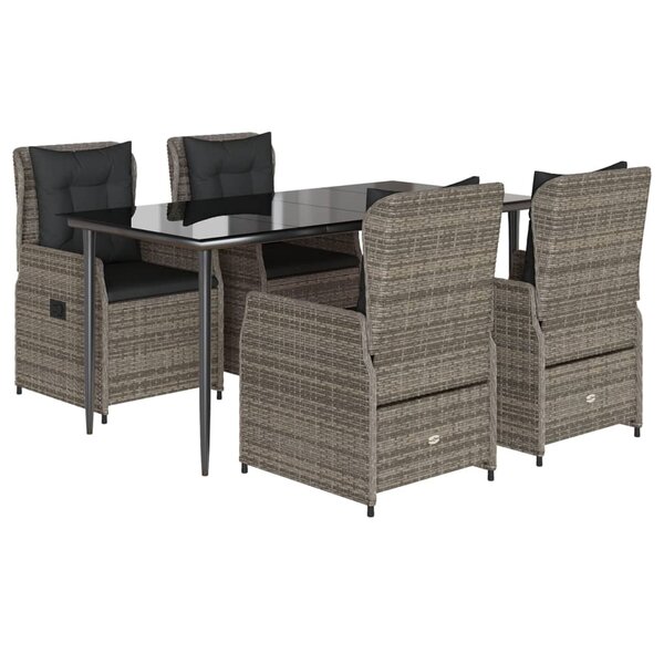 vidaXL Ensemble à manger de jardin 5 Pièces coussins gris résine tressée