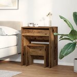 Coiffeuse avec Miroir Bois Vieilli en Bois Ingénierie