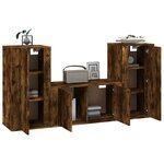 vidaXL Ensemble de meubles TV 3 Pièces Chêne fumé Bois d'ingénierie