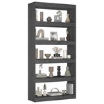 vidaXL Bibliothèque/Séparateur de pièce Gris 80x30x167 4 cm Pin massif