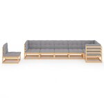 Salon de jardin meuble d'extérieur ensemble de mobilier 7 pièces avec coussins bois de pin massif 02_0017130