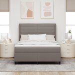 Lit Box Spring vidaXL avec Matelas et LED Taupe 160x200 cm Tissu