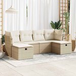 vidaXL Salon de jardin avec coussins 6 Pièces beige résine tressée