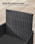 Salon de jardin extérieur ensemble de mobilier surface tressée en pe table et chaises pour terrasse jardin balcon noir 12_0007391