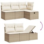 vidaXL Salon de jardin avec coussins 10 Pièces beige résine tressée