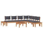 vidaXL Ensemble de banc de jardin avec coussin 3 Pièces Brun  Gris
