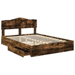 vidaXL Lit de Rangement Chêne fumé 160 x 200 cm Bois d'ingénierie