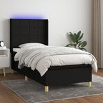 vidaXL Sommier à lattes de lit matelas et LED Noir 90x190 cm Tissu