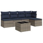 vidaXL Salon de jardin 6 Pièces avec coussins gris résine tressée