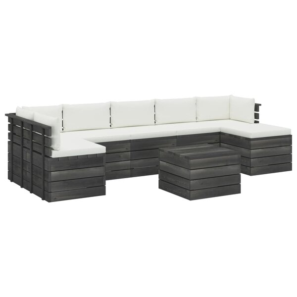 vidaXL Salon palette de jardin 8 Pièces avec coussins Bois de pin massif