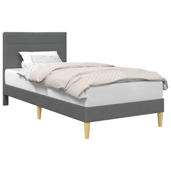 vidaXL Cadre de lit avec tête de lit Gris foncé 90 x 190 cm Tissu