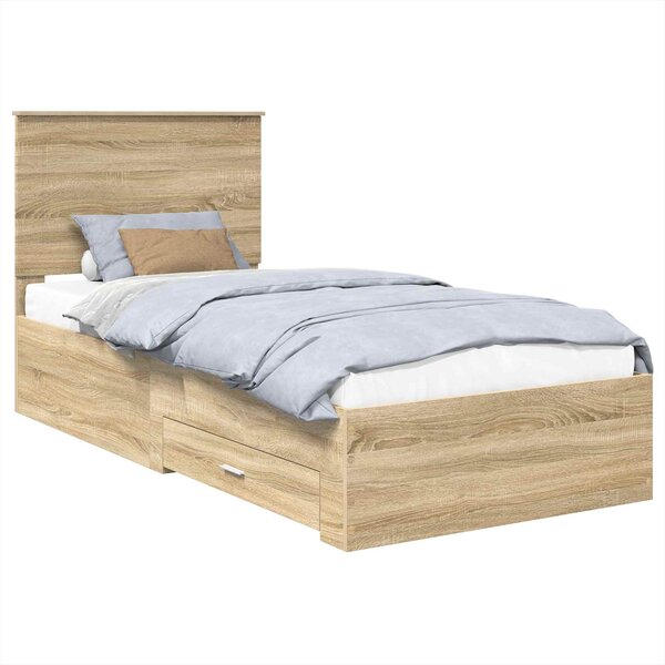 vidaXL Cadre de lit Chêne Sonoma 90 x 200 cm Bois d'ingénierie