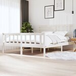 vidaXL Cadre de lit Blanc 180x200 cm Super King Bois massif